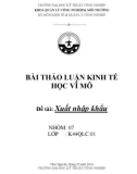 Đề tài: Thực trạng tình hình xuất nhập khẩu của Việt Nam năm 2009. Các biện pháp mà chính phủ đã thực hiện để cải thiện tình hình xuất nhập khẩu của Viêt Nam