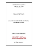 Luận văn Thạc sĩ Kinh tế: Quản lý nhà nước về môi trường tại thành phố Đà Nẵng