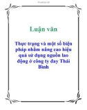 Luận văn: Thực trạng và một số biện pháp nhằm nâng cao hiệu quả sử dụng nguồn lao động ở công ty đay Thái Bình