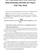 Luận văn: Một số giải pháp nhằm hoàn thiện hoạt động Marketing xuất khẩu tại Công ty Giầy Thụy Khuê