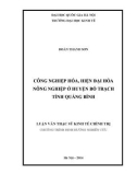 Luận văn Thạc sĩ Kinh tế chính trị: Công nghiệp hóa, hiện đại hóa nông nghiệp ở huyện Bố Trạch, tỉnh Quảng Bình