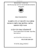 Luận văn Thạc sĩ Kinh tế: Nghiên cứu lý thuyết tài chính hành vi trên thị trường chứng khoán Việt Nam