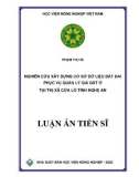 Luận án Tiến sĩ Quản lý đất đai: Nghiên cứu xây dựng cơ sở dữ liệu đất đai phục vụ quản lý giá đất ở tại thị xã Cửa Lò tỉnh Nghệ An