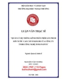 Luận văn Thạc sĩ Quản lý kinh tế: Quản lý hệ thống kênh phân phối sản phẩm sơn nước cao cấp Eukolor của Công ty TNHH Công nghệ Inno Paints