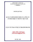 Luận văn Thạc sĩ Quản trị kinh doanh: Quản lý kênh phân phối của Công ty cổ phần Điện tử Benny Việt Nam