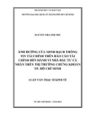 Luận văn Thạc sĩ Kinh tế: Ảnh hưởng của minh bạch thông tin tài chính trên báo cáo tài chính đến hành vi nhà đầu tư cá nhân trên thị trường chứng khoán Tp. Hồ Chí Minh