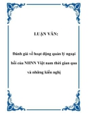 Luận văn tốt nghiệp: Đánh giá về hoạt động quản lý ngoại hối của NHNN Việt nam thời gian qua và những kiến nghị