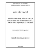 Luận văn Thạc sĩ Tài chính ngân hàng: Mô hình công ty mẹ - công ty con tại công ty TNHH một thành viên thuốc lá Thăng Long: thực trạng và giải pháp