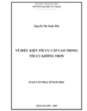 Luận văn: VỀ ĐIỀU KIỆN TỐI ƯU CẤP CAO TRONG TỐI ƯU KHÔNG TRƠN