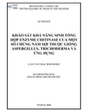 Luận văn Thạc sĩ Sinh học: Khảo sát khả năng sinh tổng hợp Enzyme Chitinase của một số chủng nấm sợi thuộc giống Aspergillus, Trichoderma và ứng dụng