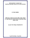 Luận văn Thạc sĩ Kinh tế: Mối quan hệ đa dạng hóa thu nhập và lợi nhuận ngân hàng thương mại Việt Nam