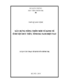 Luận văn Thạc sĩ Kinh tế Chính trị: Xây dựng nông thôn mới về kinh tế ở huyện Duy Tiên, tỉnh Hà Nam hiện nay