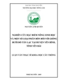 Luận văn Thạc sĩ Khoa học cây trồng: Nghiên cứu đặc điểm nông sinh học và một số loại phân bón đối với giống bưởi đỏ Tân Lạc tại huyện Yên Bình, tỉnh Yên Bái