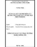 Tóm tắt Luận văn Thạc sĩ Công nghệ thông tin: Đánh giá mức độ phổ biến của quảng cáo và quảng cáo độc hại trên website