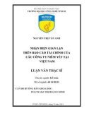 Luận văn Thạc sĩ Quản trị kinh doanh: Nhận diện gian lận trên báo cáo tài chính của các công ty niêm yết tại Việt Nam