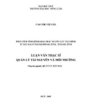 Luận văn Thạc sĩ Quản lý tài nguyên và môi trường: Phân tích tình hình khai thác nguồn lực tài chính từ đất đai ở thành phố Hà Tĩnh, tỉnh Hà Tĩnh