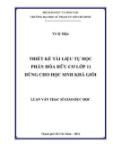 Luận văn Thạc sĩ Giáo dục học: Thiết kế tài liệu tự học phần Hóa hữu cơ lớp 11 dùng cho học sinh khá giỏi