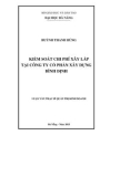 Luận văn Thạc sĩ Quản trị kinh doanh: Kiểm soát chi phí xây lắp tại Công ty cổ phần Xây dựng Bình Định