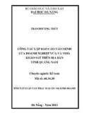 Luận văn: Công tác lập báo cáo tài chính của doanh nghiệp vừa và nhỏ khảo sát trên địa bàn tỉnh Quảng nam