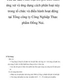 Tên đề tài: Phân loại chi phí theo cách ứng xử và ứng dụng cách phân loại này trong tổ chức và điều hành hoạt động tại Tổng công ty Công Nghiệp Thực phẩm Đồng Nai.