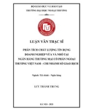 Luận văn Thạc sĩ Tài chính Ngân hàng: Phân tích chất lượng tín dụng doanh nghiệp vừa và nhỏ tại Ngân hàng thương mại cổ phần Ngoại thương Việt Nam – chi nhánh Sở giao dịch