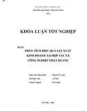 Khóa luận tốt nghiệp chuyên ngành Tài chính: Phân tích hiệu quả sản xuất kinh doanh tại Hợp tác xã công nghiệp Nhật Quang