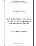 Luận văn Thạc sĩ Kinh tế: Phát triển các khu công nghiệp trên địa bàn huyện Nhơn Trạch, tỉnh Đồng Nai đến năm 2025