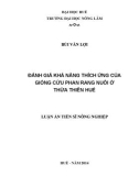 Luận án Tiến sĩ Nông nghiệp: Đánh giá khả năng thích ứng của giống cừu Phan Rang nuôi ở Thừa Thiên Huế