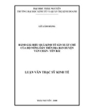 Luận văn: ĐÁNH GIÁ HIỆU QUẢ KINH TẾ SẢN XUẤT CHÈ CỦA HỘ NÔNG DÂN TRÊN ĐỊA BÀN HUYỆN VĂN CHẤN - YÊN BÁI