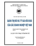 Luận văn Thạc sĩ Kinh tế: Quản trị rủi ro tỷ giá hối đoái của các doanh nghiệp Việt Nam