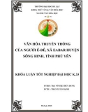 Khóa luận tốt nghiệp: Văn hóa truyền thống của người Ê-đê, xã Eabar, huyện Sông Hinh, tỉnh Phú Yên