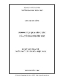 Luận văn Thạc sĩ Ngôn ngữ và Văn hóa Việt Nam: Phong tục qua sáng tác của Tô Hoài trước 1945