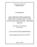 Luận văn Thạc sĩ Quản trị kinh doanh: Hoàn thiện hoạt động marketing trong cho vay khách hàng cá nhân tại Ngân hàng TMCP Quân đội - Chi nhánh Đăk Lăk