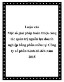 Luận văn: Một số giải pháp hoàn thiện công tác quản trị nguồn lực doanh nghiệp bằng phần mềm tại Công ty cổ phần Kinh đô đến năm 2015