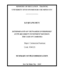 Summary of PhD Dissertation: Determinants of Vietnamese enterprises' outward direct investment decision - The case of Cambodia