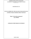 Summary of Phd thesis in Economics: Study on improving the managing for maintenance contract road construction in Vietnam