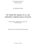 Tóm tắt luận văn Thạc sĩ Khoa học: Về tính ổn định của các phương trình hàm cơ bản