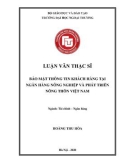 Luận văn Thạc sĩ Tài chính ngân hàng: Bảo mật thông tin khách hàng tại Ngân hàng Nông nghiệp và Phát triển nông thôn Việt Nam