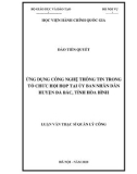 Luận văn Thạc sĩ Quản lý công: Ứng dụng Công nghệ thông tin trong tổ chức hội họp tại Uỷ ban nhân dân huyện Đà Bắc, tỉnh Hòa Bình