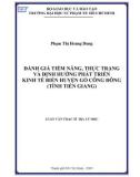 Luận văn Thạc sĩ Địa lý học: Đánh giá tiềm năng, thực trạng và định hướng phát triển kinh tế biển huyện Gò Công Đông (tỉnh Tiền Giang)