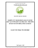 Luận văn Thạc sĩ Lâm học: Nghiên cứu thành phần loài cây dược liệu tại tại vườn quốc gia Phia Oắc - Phia Đén huyện Nguyên Bình, tỉnh Cao Bằng