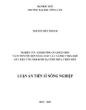 Luận án tiến sĩ Nông nghiệp: Nghiên cứu ảnh hưởng của phân bón và tưới nước đến năng suất lúa và phát thải khí gây hiệu ứng nhà kính tại tỉnh Thừa Thiên Huế