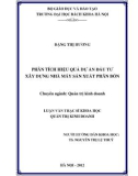 Luận văn Thạc sĩ Khoa học: Phân tích hiệu quả dự án đầu tư xây dựng nhà máy sản xuất phân bón