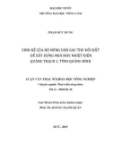 Luận văn Thạc sĩ Khoa học nông nghiệp: Sinh kế của hộ nông dân sau thu hồi đất để xây dựng Nhà máy Nhiệt điện Quảng Trạch 1, tỉnh Quảng Bình