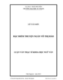 Luận văn Thạc sĩ Khoa học Ngữ văn: Đặc điểm truyện ngắn Võ Thị Hảo