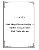 LUẬN VĂN: Bình đẳng giới trong lao động và việc làm ở nông thôn tỉnh Bình Phước hiện nay