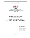 Luận văn nuôi trồng thủy sản: Phân lập và tuyển chọn vi khuẩn Lactic có khả năng kháng khuẩn từ các sản phẩm thủy sản lên men