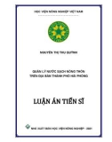 Luận án Tiến sĩ Kinh tế phát triển: Quản lý nước sạch nông thôn trên địa bàn thành phố Hải Phòng