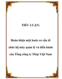 TIỂU LUẬN: Hoàn thiện một bước cơ cấu tổ chức bộ máy quản lý và điều hành của Tổng công ty Thép Việt Nam