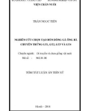 Tóm tắt Luận án tiến sĩ Nông nghiệp: Nghiên cứu chọn tạo bốn dòng gà ông bà chuyên trứng GT1, GT2, GT3 và GT4